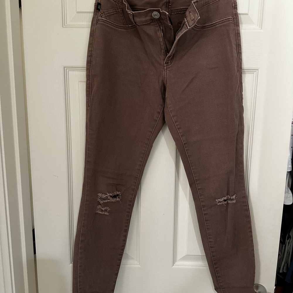 Mauve Distressed Skinny Jeans
